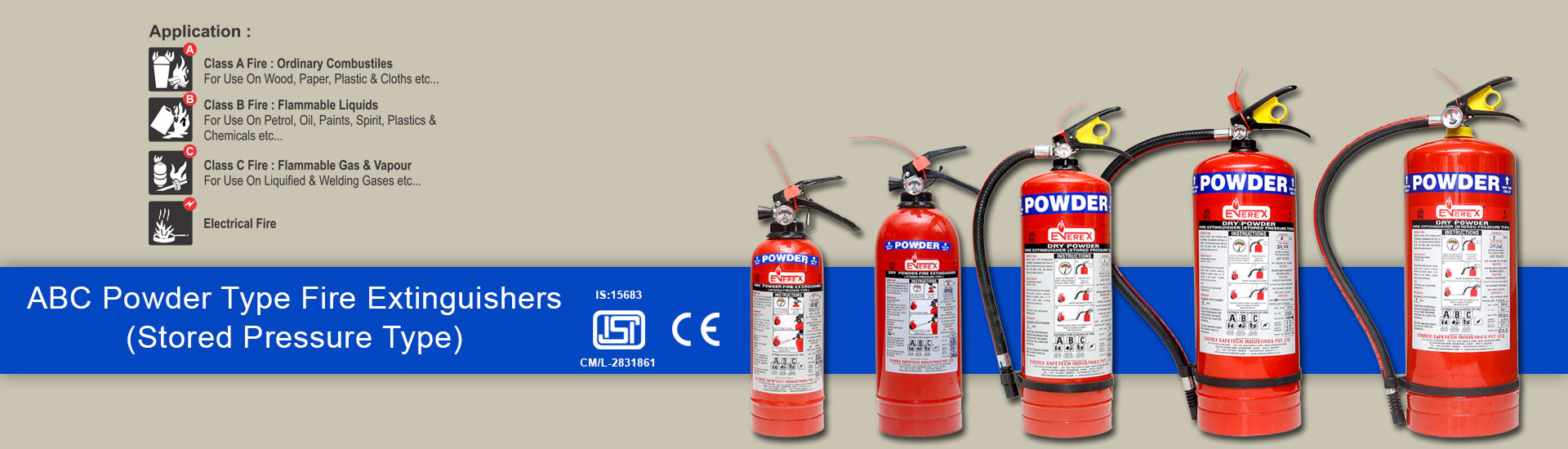 ABC powder type fire extinguishers