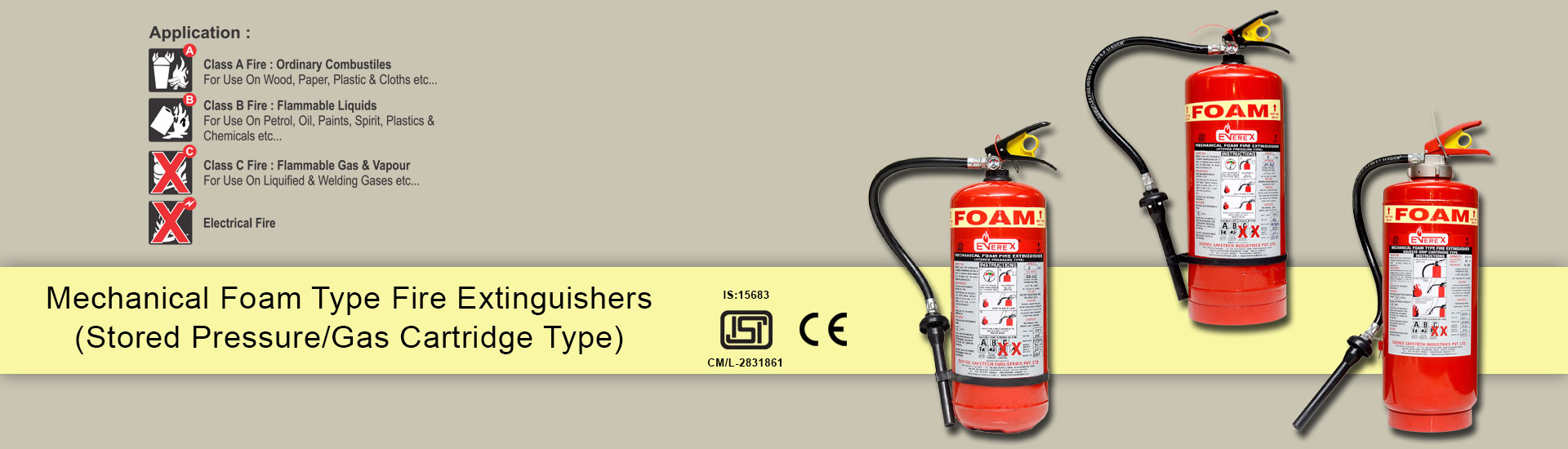Mechanical foam type fire extinguishers