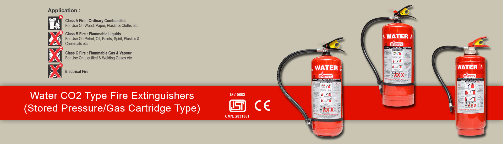 Water co2 type fire extinguishers